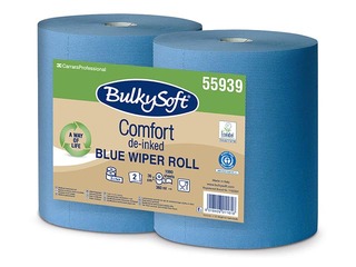 Industrial paper Bulkysoft Comfort, 2 rolls, 360m, 1000 sheets, 36x36 cmб 2 layers, blue