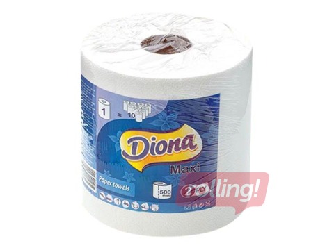 Papīra dvieļi Diona, 500 loksnes, 2 slāņi, 100m, 1 rullis