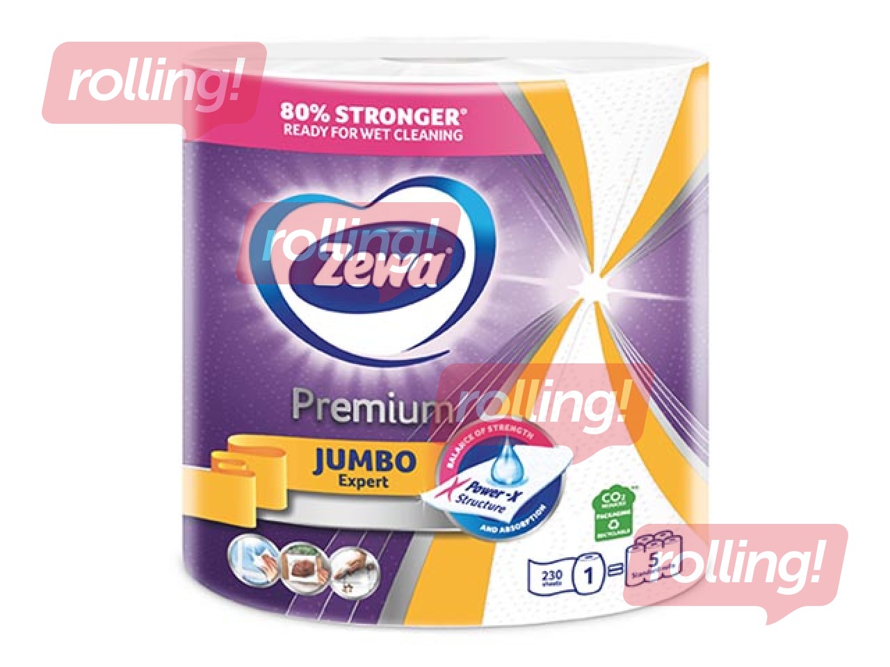 Papīra dvieļi Zewa Jumbo, 230 loksnes, 3 slāņi, 1 rullis