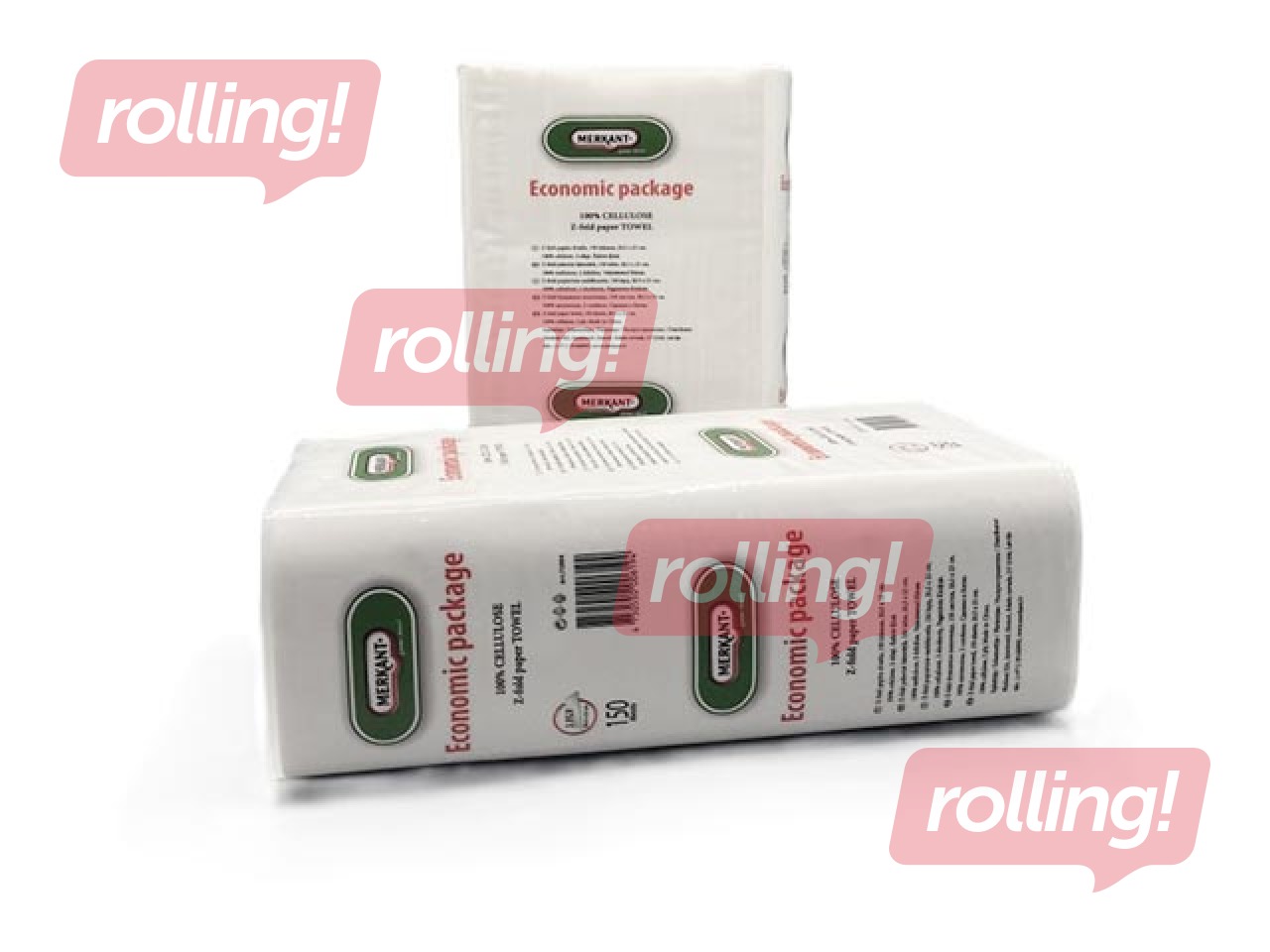 Papīra dvieļi Merkant, Z-locījums, H2, 2 slāņi, 150 loksnes, 20 paciņas