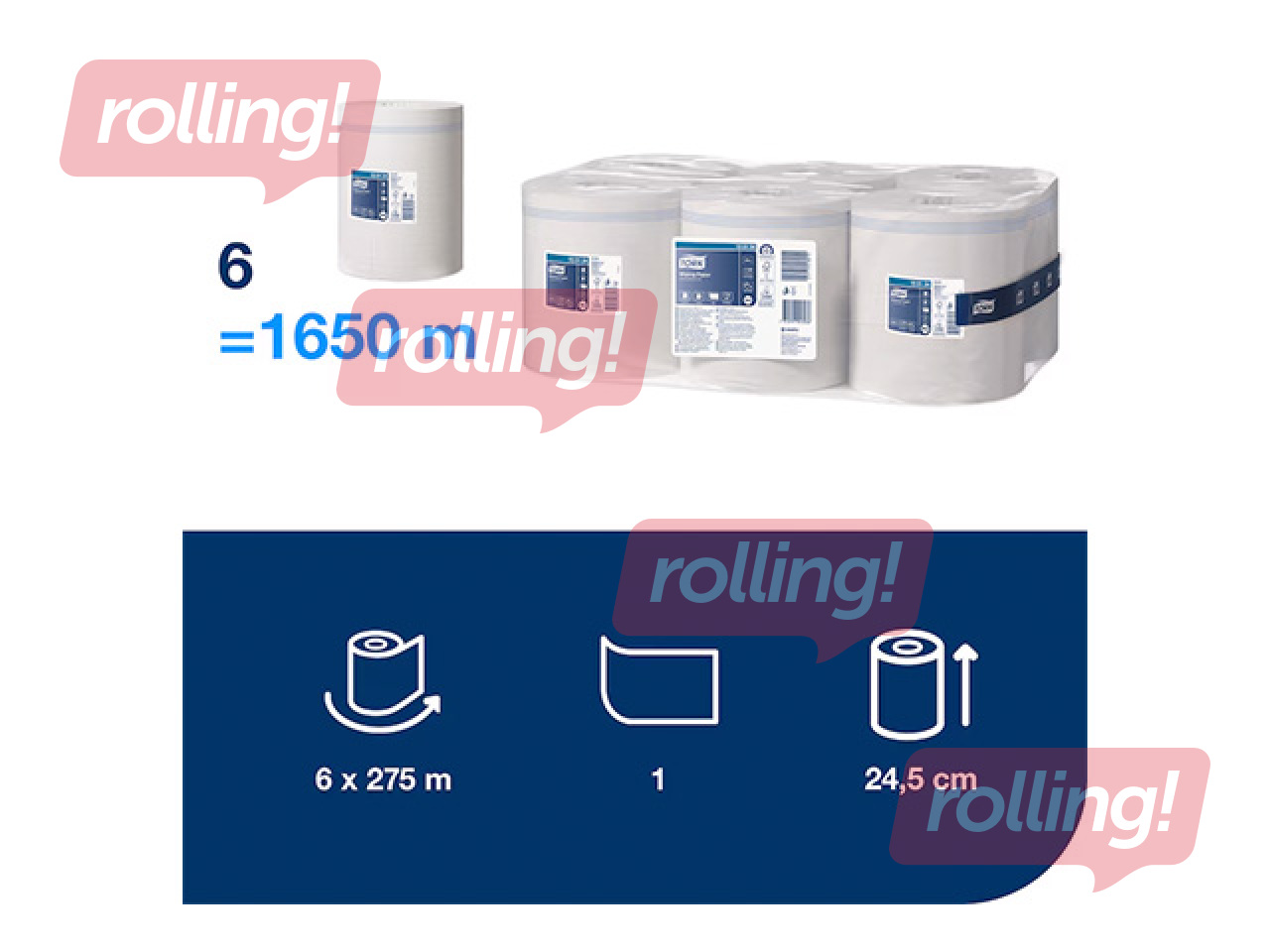 Бумажные полотенца в рулонах Tork Centerfeed, M2, 1 слой, 275м, 6 рулонов