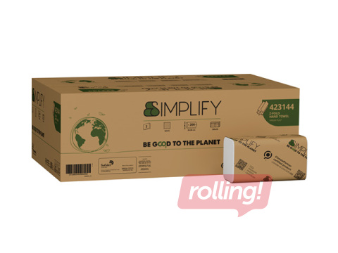 Papīra dvieļi Papernet Simplify, Z Fold, H2, 2 slāņi, 200 loksnes, 10 paciņas