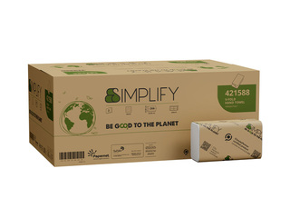 Paper hand towels in sheets Papernet, Simplify, V Fold, H2, 2-ply, 266 sheets, 15 packs
