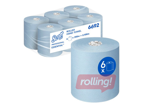 Papīra dvieļi SCOTT MAX, Airflex, 1 slānis, 350m, 6 ruļļi