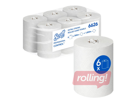 Papīra dvieļi Scott Control Extra, 1 slānis, 300m, 6 ruļļi