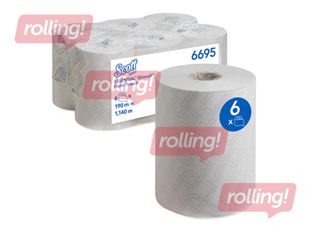 Бумажные полотенца Scott Essential Slimroll, 1 слой, 190м, 6 рулонов