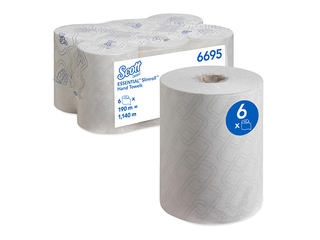 Papīra dvieļi Scott Essential Slimroll, 1 slānis, 190m, 6 ruļļi