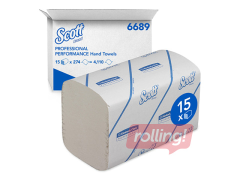 Papīra dvieļi Scott, Control Airflex, 304 loksnes, 1 slānis, 15 paciņas