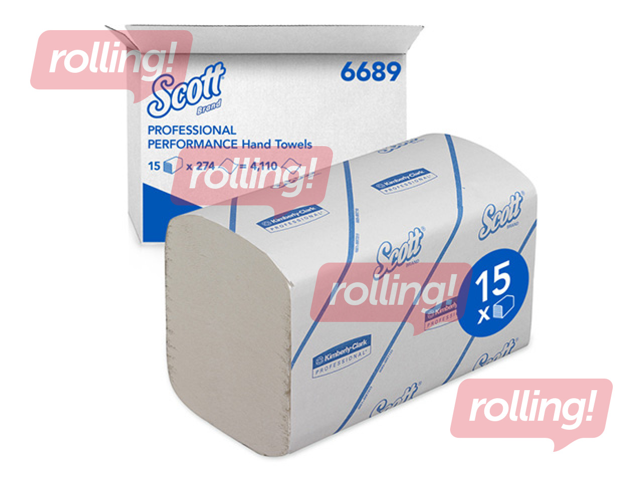 Papīra dvieļi Scott, Control Airflex, 304 loksnes, 1 slānis, 15 paciņas
