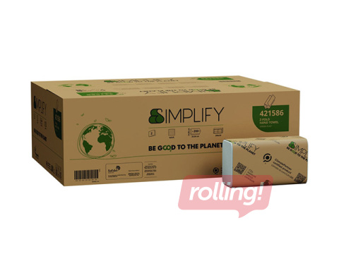 Papīra dvieļi Simplify, 2 slāņi, 200 loksnes, 20 paciņas