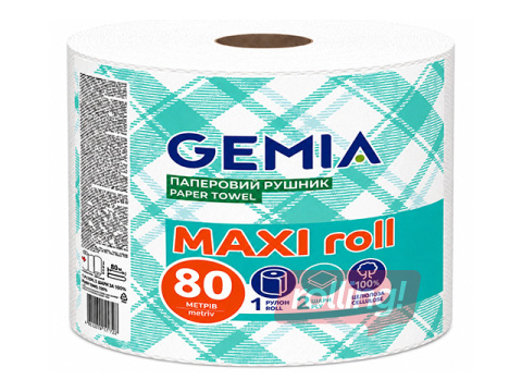 Papīra dvieļi Gemia Maxi, 2 slāņi, 1 rullis