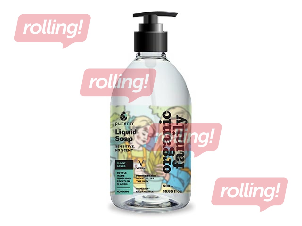 Šķidrās ziepes Purenn ar alvejas un kliņģerīšu ekstraktu, ekoloģiskas, 500ml