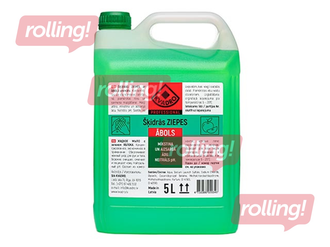 Šķidras ziepes Kvadro Ābols, 5l