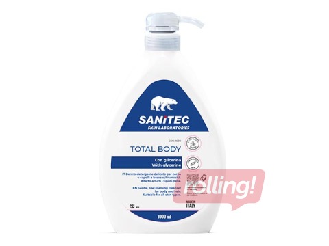 Dušas želeja, šampūns, roku šķidrās ziepes Sanitec Total body, 1l