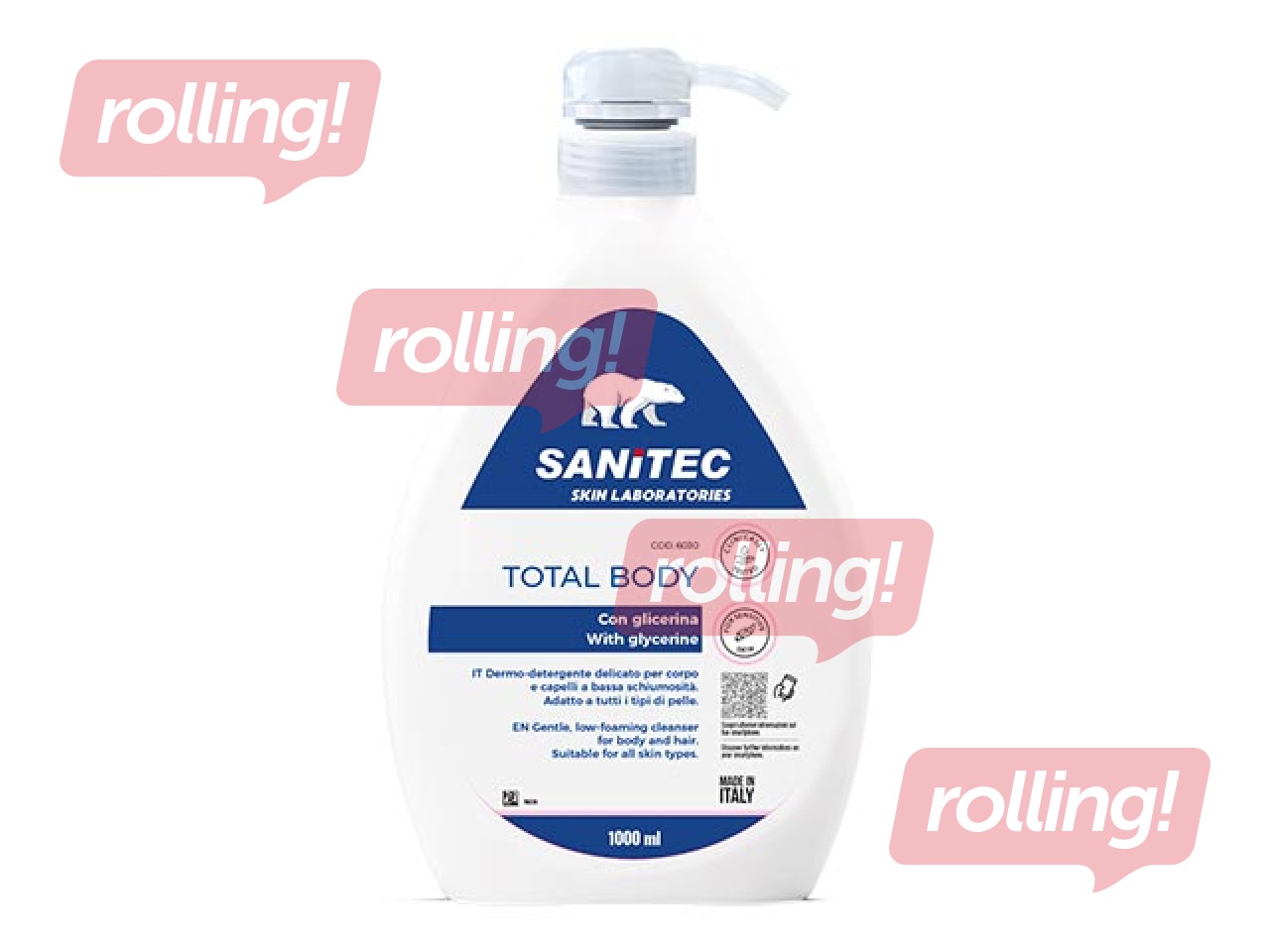 Dušas želeja, šampūns, roku šķidrās ziepes Sanitec Total body, 1l