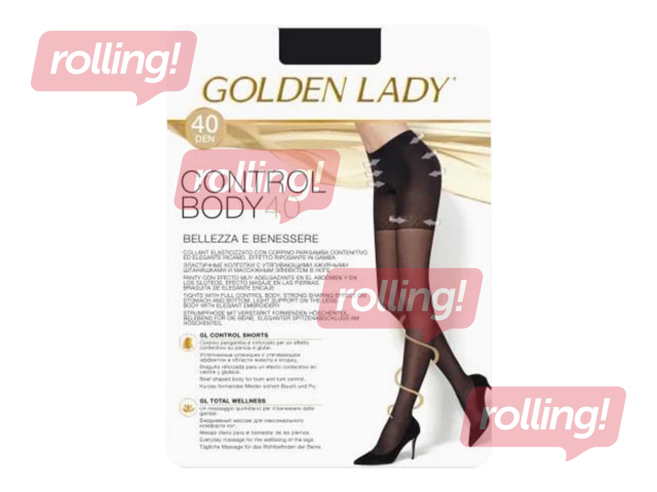 Women's tights, Control Body, Golden Lady, 40 den, Nero, 3 sizes.