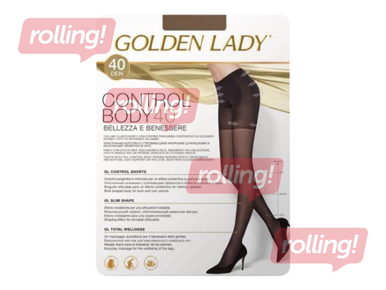 Women's tights, Control Body, Golden Lady, 40 den, Melon, 2 sizes.