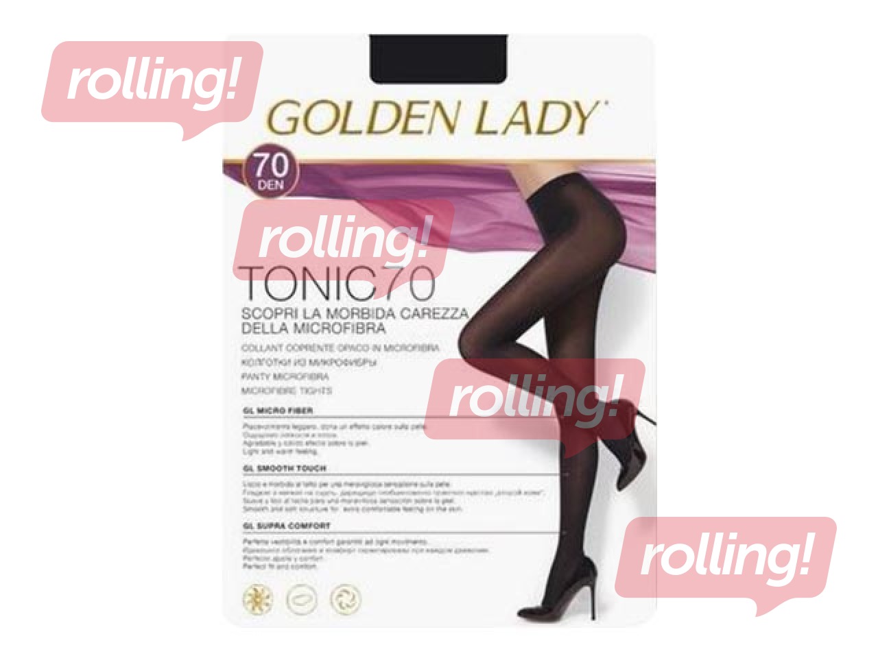 Колготки женские, Тоника, Golden Lady, 70 ден, Nero, 2 размера.