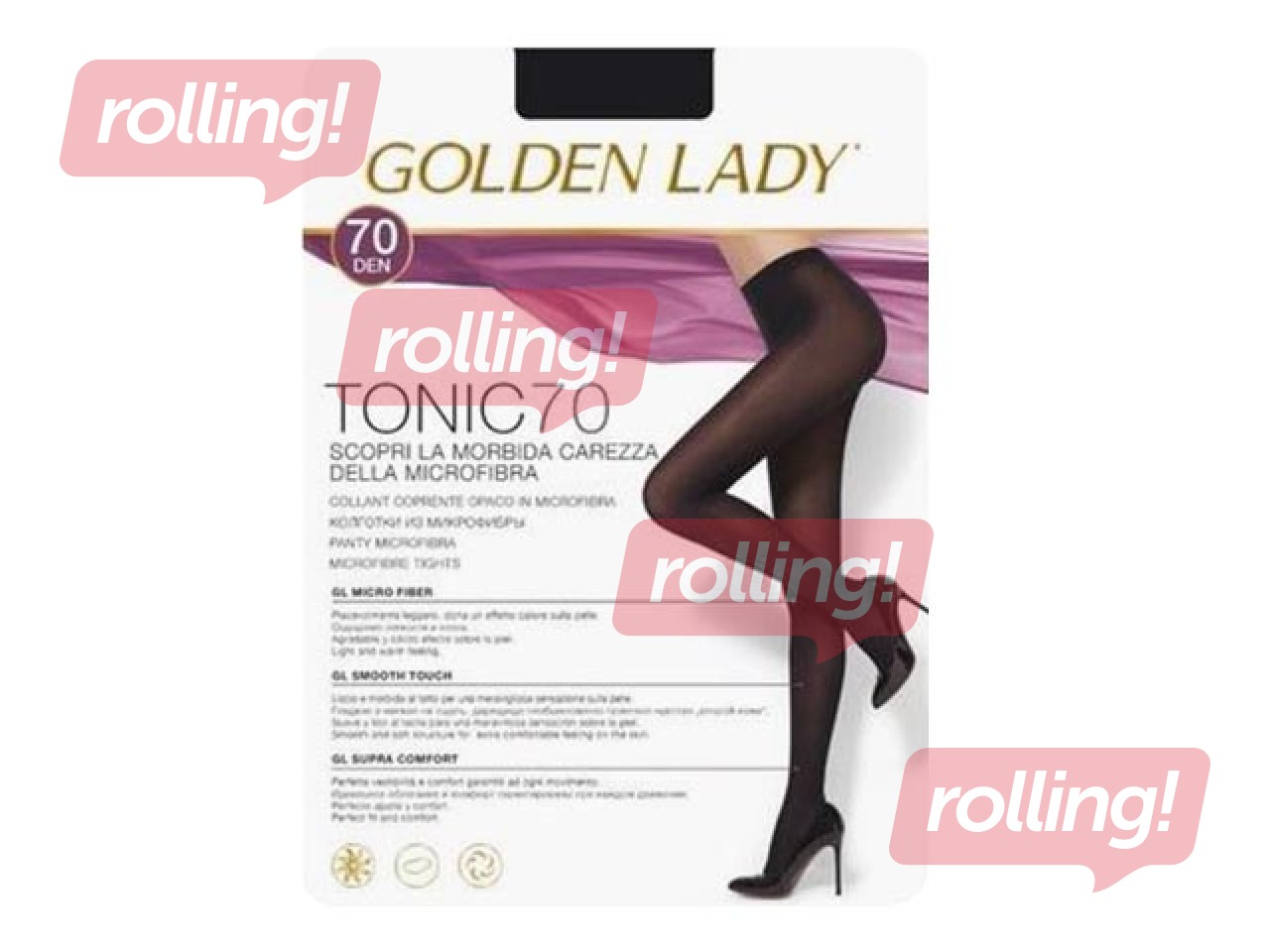 Колготки женские, Тоника, Golden Lady, 70 ден, Nero, 3 размера.