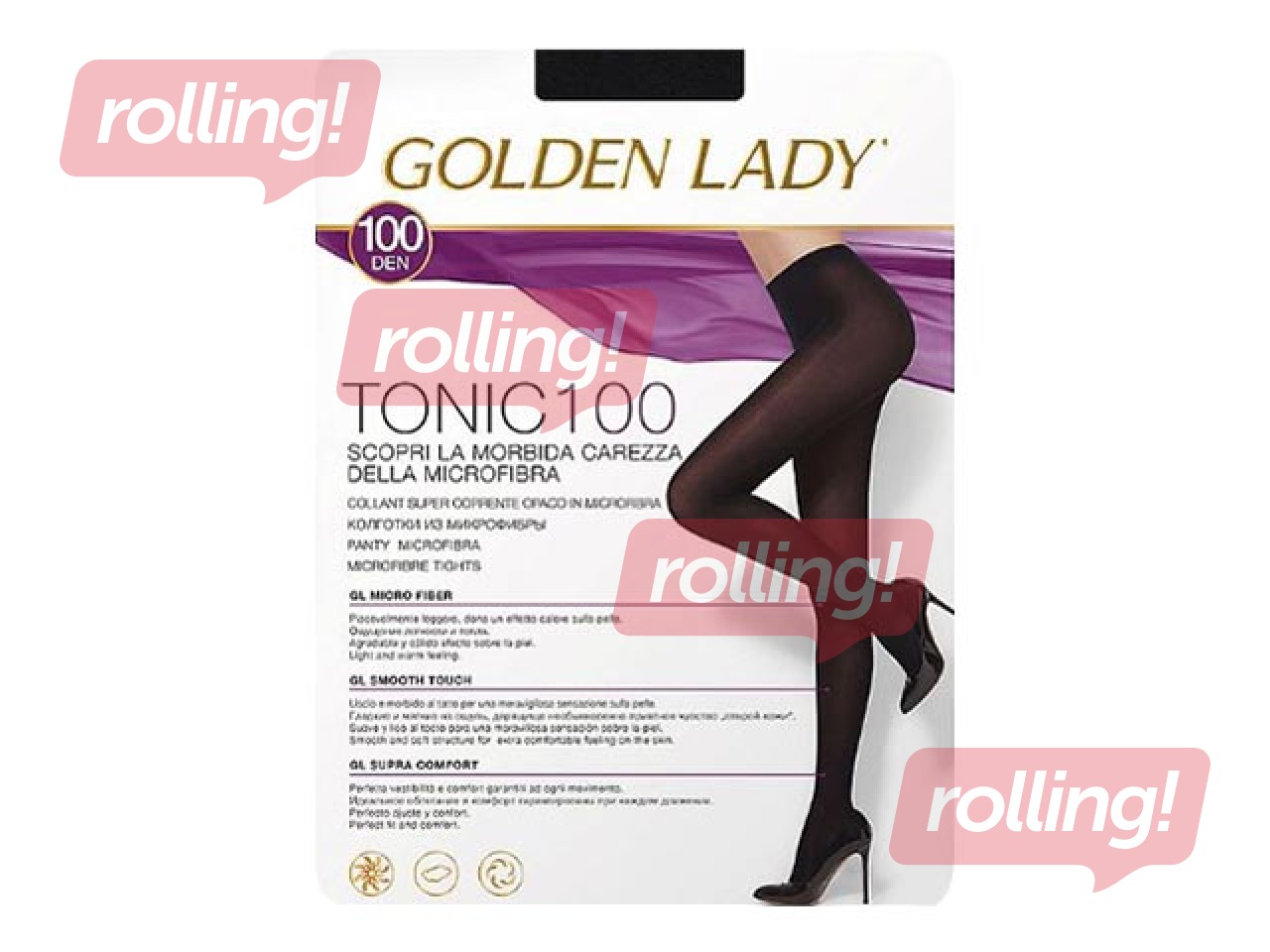 Women's tights, Tonic, Golden Lady, 100 den, Nero, 2 sizes.