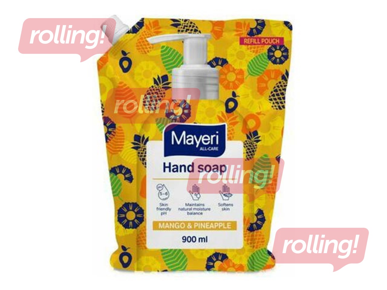Šķidrās ziepes Mayeri All-care, mango un ananāss, uzpildes iepakojums, 900ml