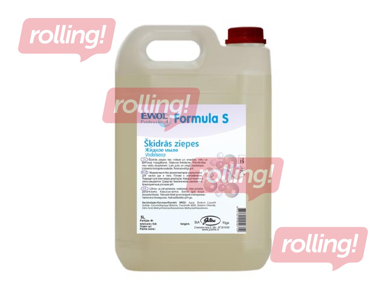 Жидкое мыло Ewol Professional Formula S, не содержит красителей и отдушек, 5л