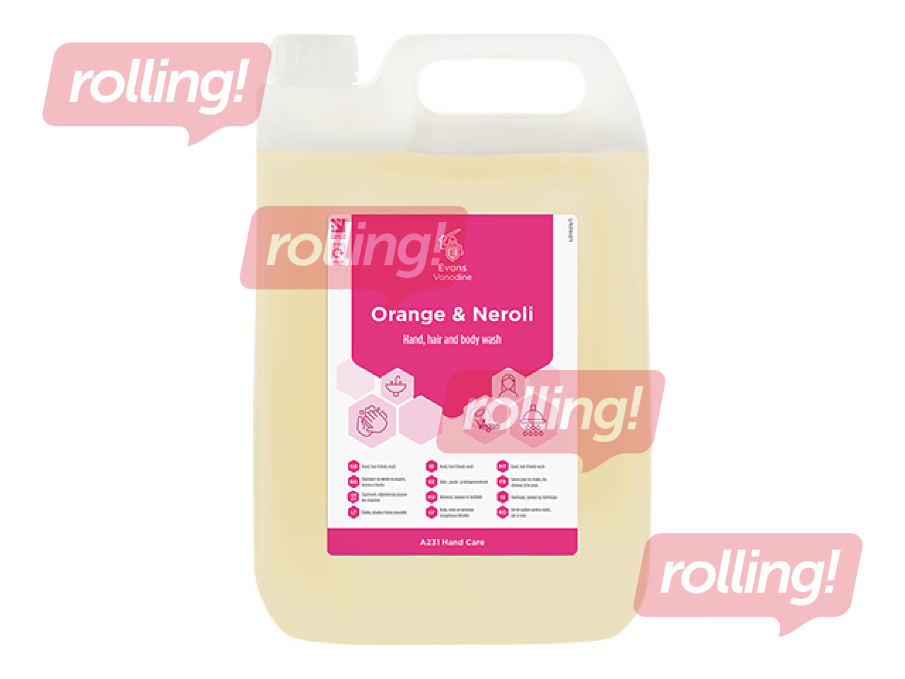 Šķidrās ziepes Evans Orange & Neroli, rokām un ķermenim, 5l