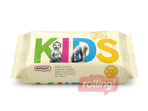 Mitrās salvetes Merkant, KIDS, 72 gab.