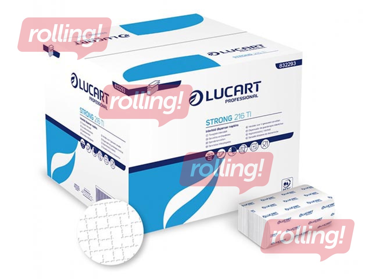 Salvetes dozatoriem Lucart Strong 216 TI, 1 pac. x 150 salvetes, 2 slāņi 