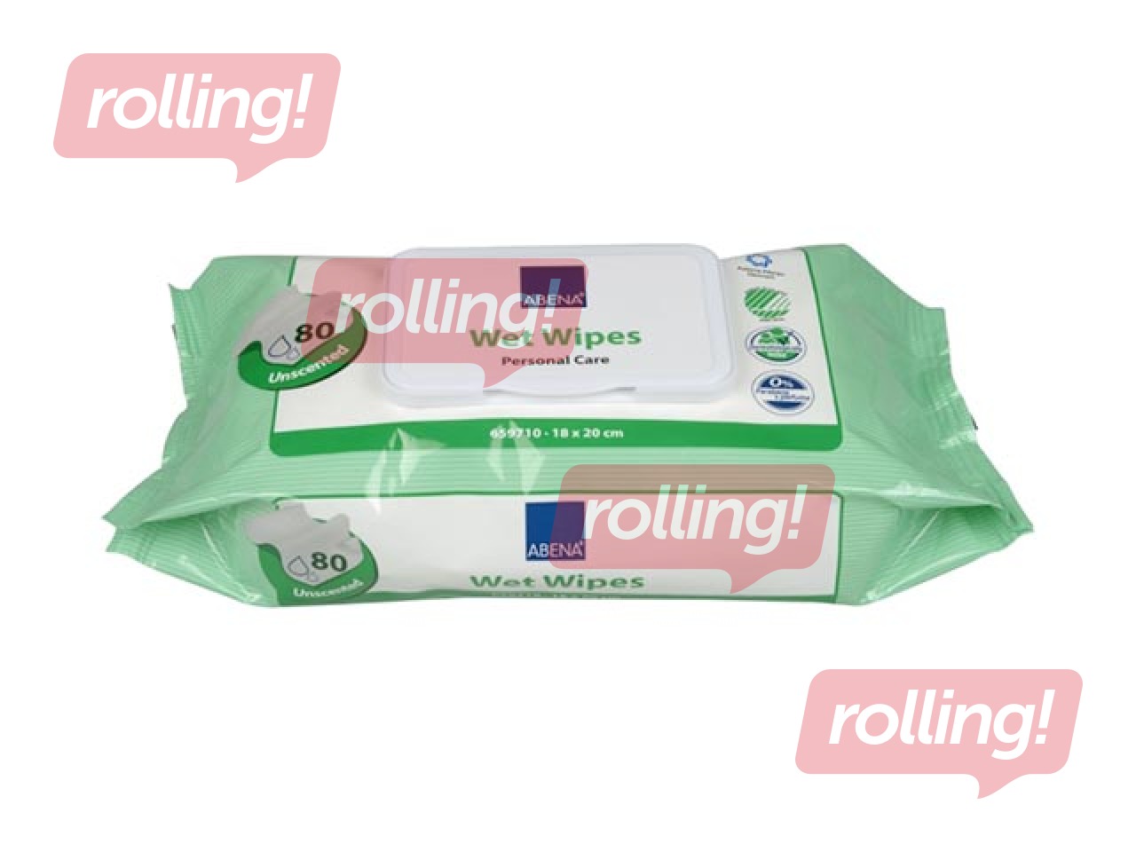 Mitrās salvetes Abena personīgai higiēnai ar alveju, ar vāciņu, 18x20cm, 80 gab.