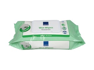 Wet wipes for personal care Abena with aloe, with plastic lid, 18 x 20 cm, 80 pcs