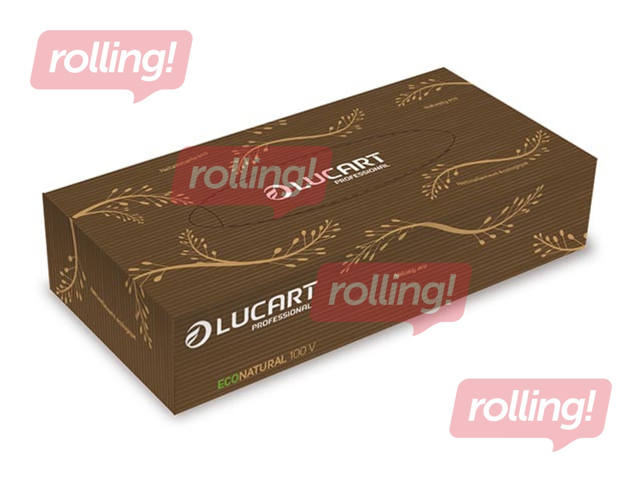 Kosmētiskās salvetes Lucart EcoNatural V, gaiši brūnas, 2 kārtas, 100 gab.