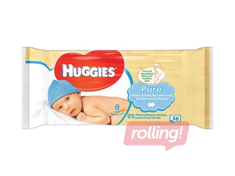 Mitrās salvetes Huggies Pure, 56gab