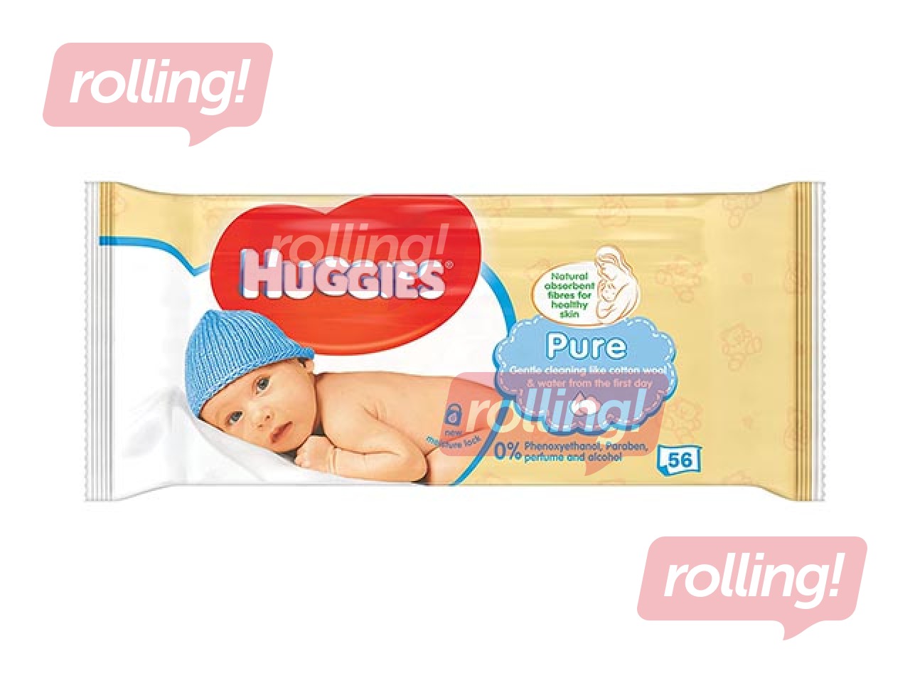 Mitrās salvetes Huggies Pure, 56gab