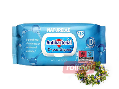 Mitrās salvetes Naturelle Antibacterial ar D pantenolu, 120 gab. +Līgo dāvana!