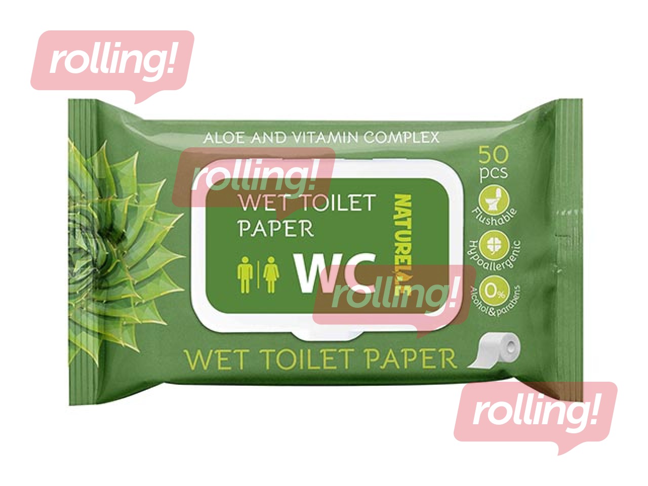 Влажная туалетная бумага, Naturelle, с алоэ и витаминным комплексом, 50 шт.