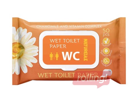 Влажная туалетная бумага, Naturelle, с экстрактом ромашки и витаминным комплексом, 50 шт.