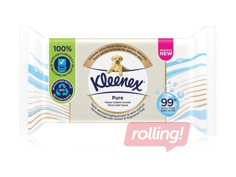 Mitrais tualetes papīrs Kleenex, Pure, 38 gab.