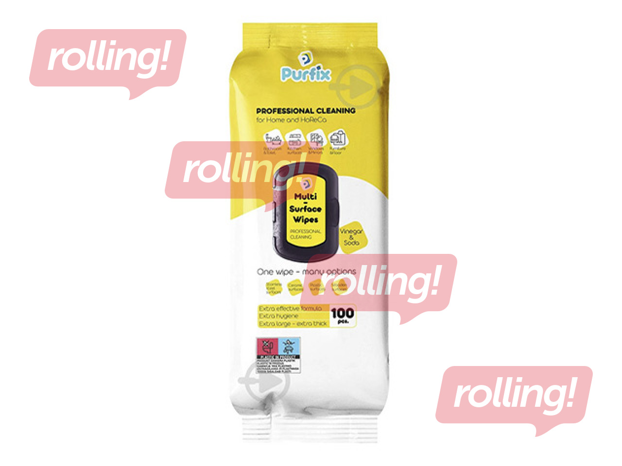 Влажные салфетки Purfix Professional Cleaning, плотные, большого размера 22×20см, 100 шт.