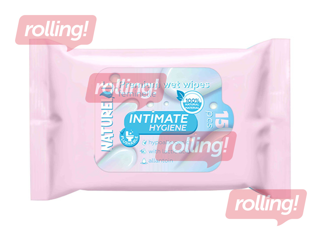 Wet wipes for intimate hygiene, Naturelle, with lactic acid, 15 pcs