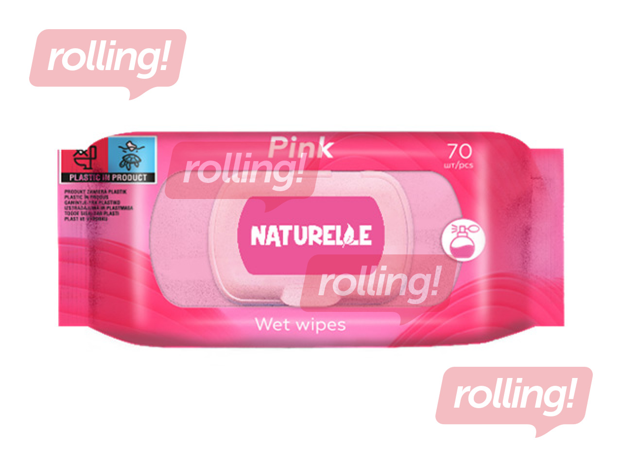 Влажные салфетки, Naturelle, ароматизированные, розовые, 70 шт.