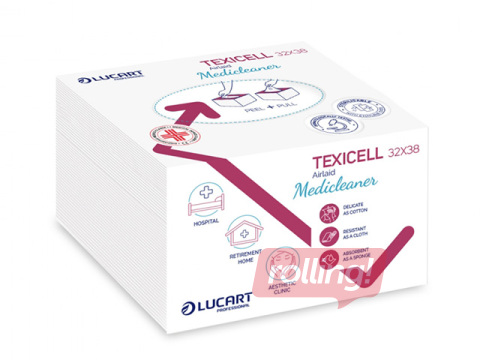Salvetes Lucart Texicell Medicleaner, atkārtoti lietojamas, baltas, 32x38cm, 60 loksnes, 1 paciņa