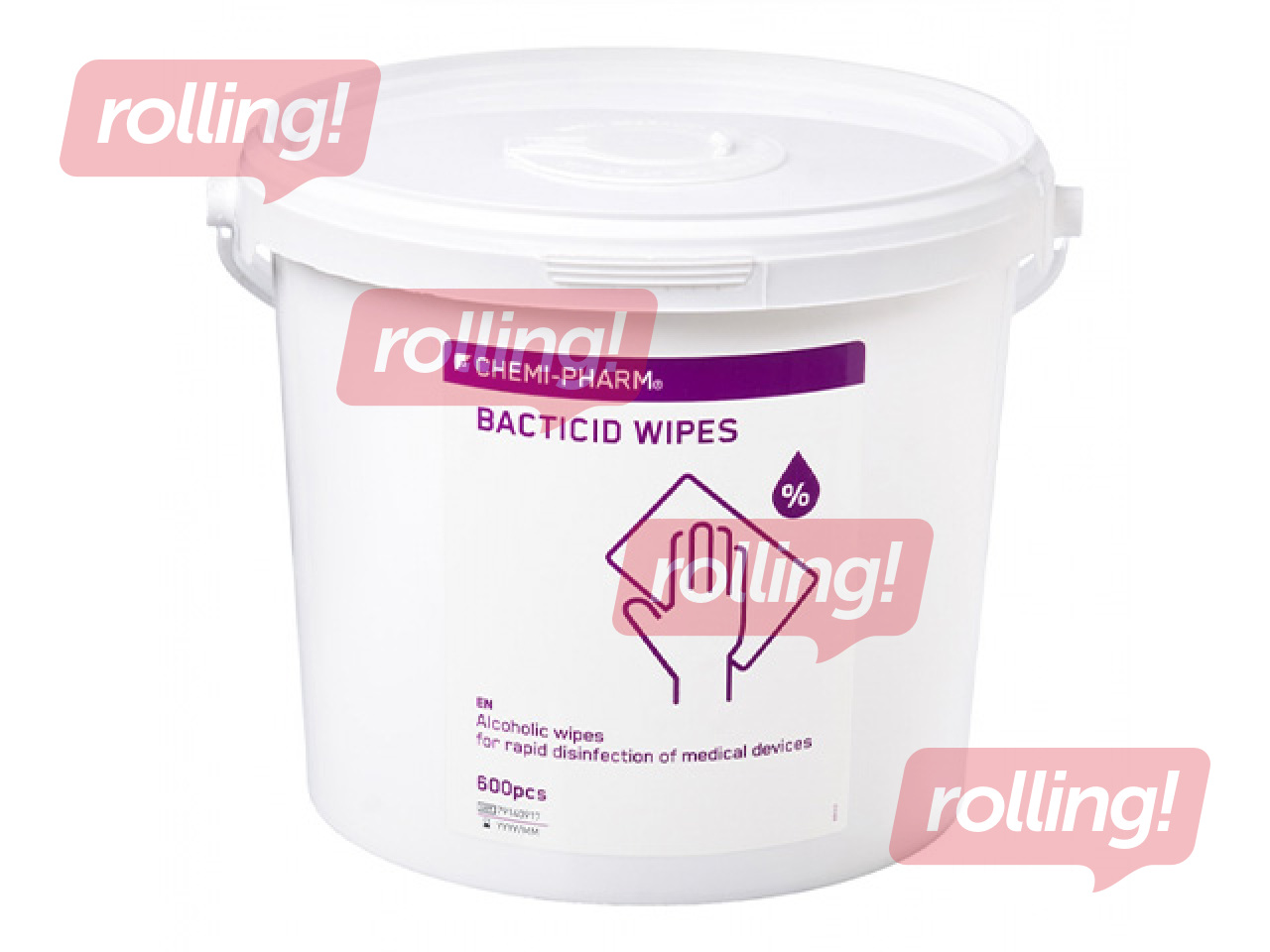 Mitrās salvetes Chemi-Pharm Bacticid Wipes N600, dezinficējošās, virsmām, 600 gab.