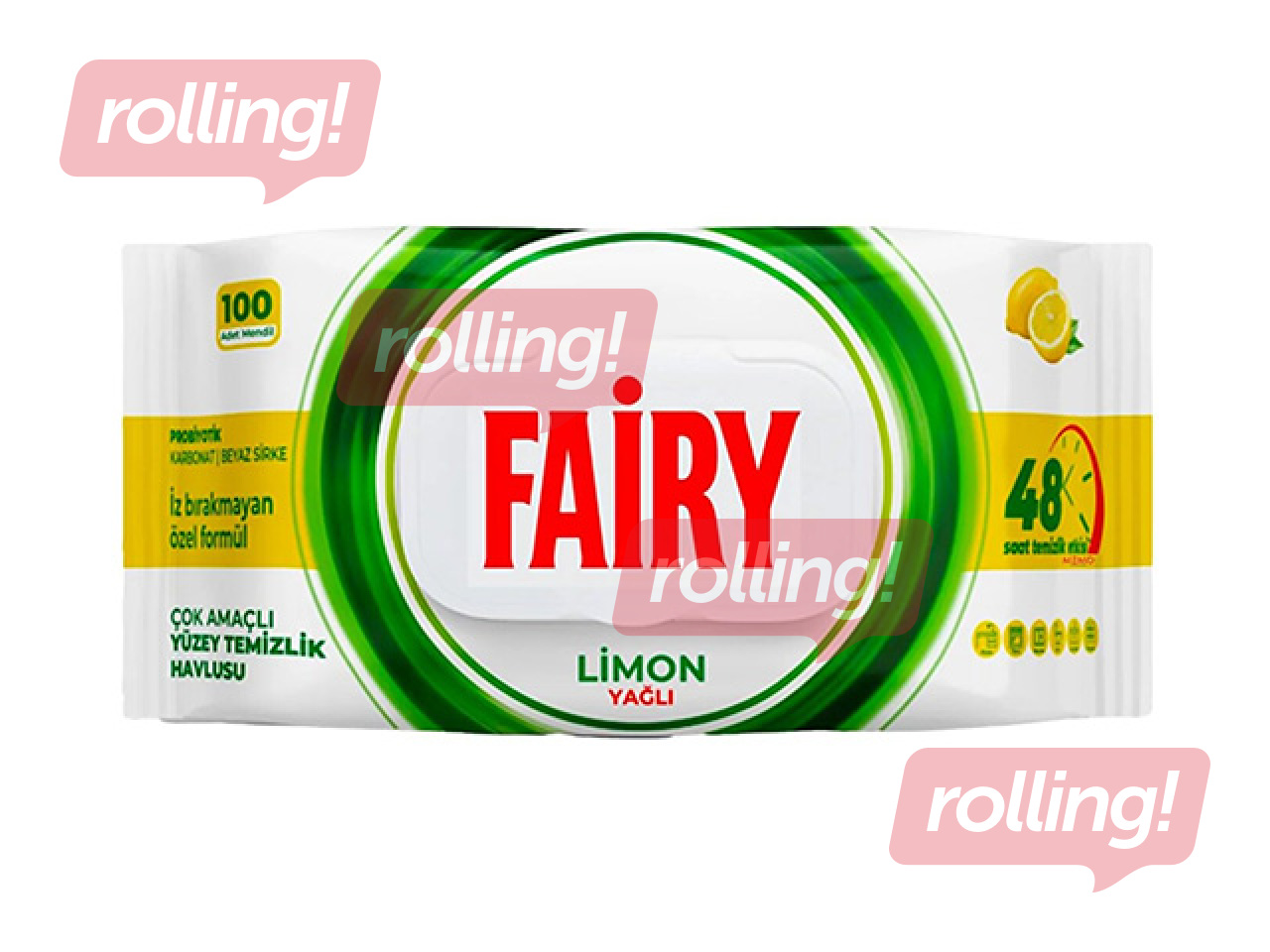 Mitrās salvetes Fairy Lemon tīrīšanai, 100 gab.