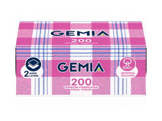 Cosmetic tissues Gemia, 2 ply, 200pcs, white