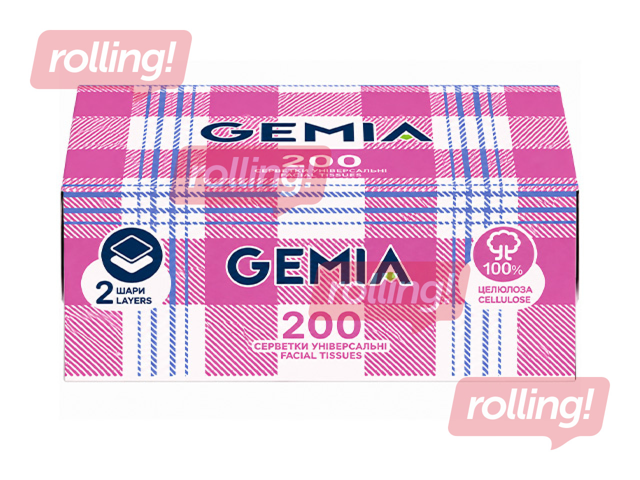 Cosmetic tissues Gemia, 2 ply, 200pcs, white