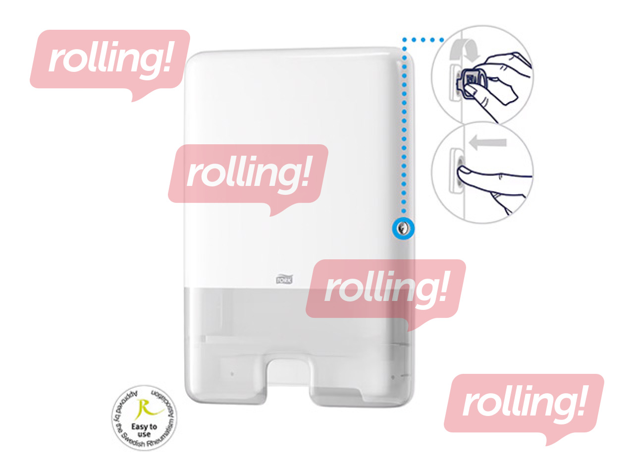 Papīra dvieļu loksnēs turētājs Tork Multifold H2, plastikāta, balts