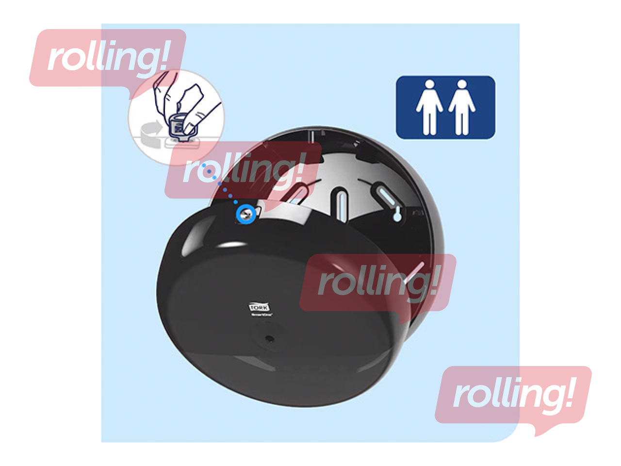 Tualetes papīra ruļļos turētājs Tork Smart One Mini, T9, plastikāta, melns