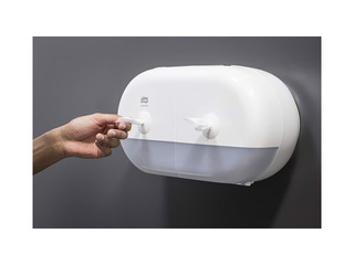 Tualetes papīra ruļļos turētājs Tork Smart One Twin Mini, T9, plastikāta, balts