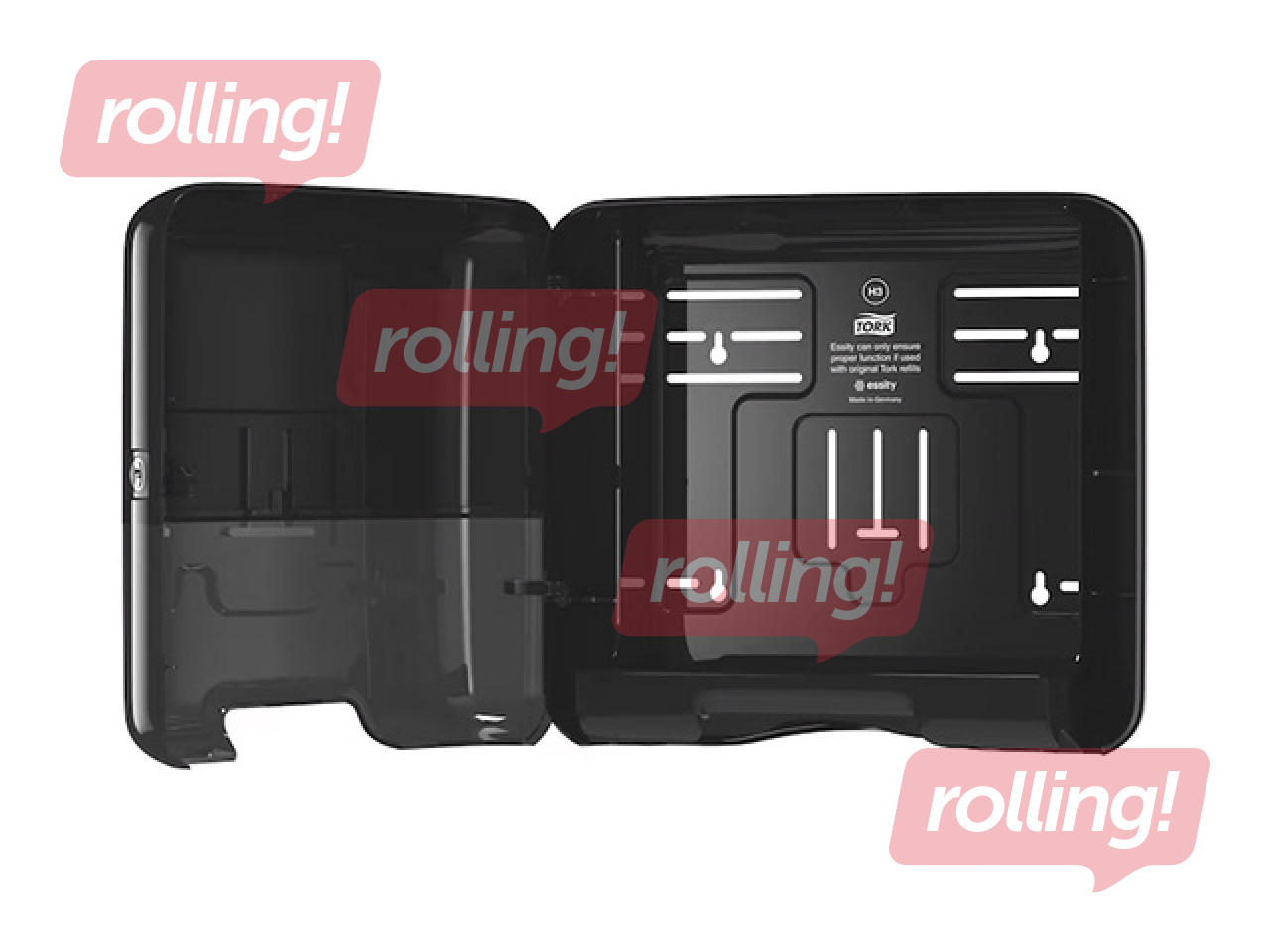 Papīra dvieļu loksnēs turētājs Tork Singlefold Mini H3, plastikāta, melns